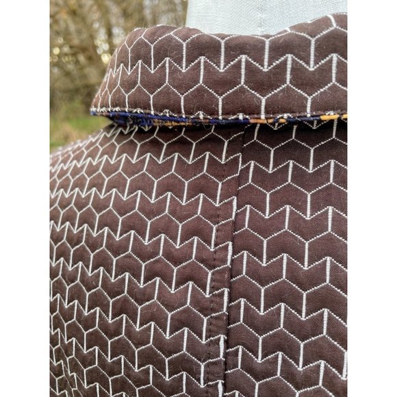Vintage quilted Reversible Blazer Jacket Abstract blue Brown - Picture 10 of 12